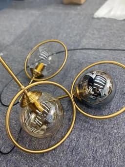 image-Modern Glass Ball Pendant Lighting Fixture Golden Ring Kitchen Dining Room Bedside Hanging Lamps Luminaire Suspension Lights