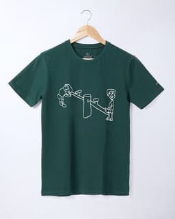 image-Pure Cotton Adult Round Neck Unisex - Kids Drawn Printed T-shirt (See Saw)