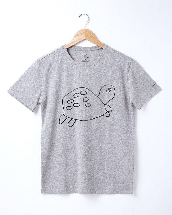 image-Pure Cotton Adult Round Neck Unisex - Kids Drawn Printed T-shirt (Tortoise)