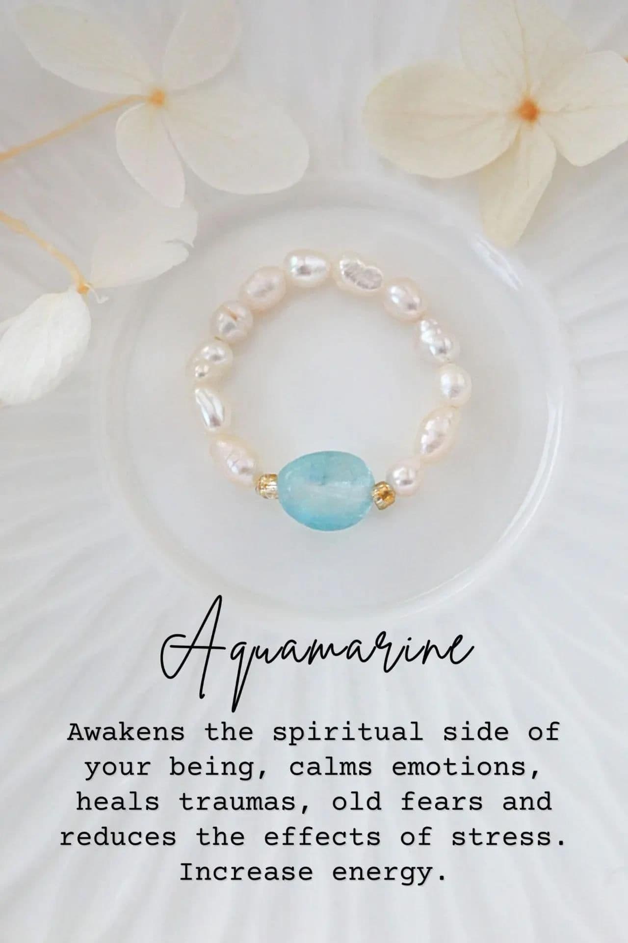 image-Elastic Rings with Natural Crystals & Freshwater Pearls