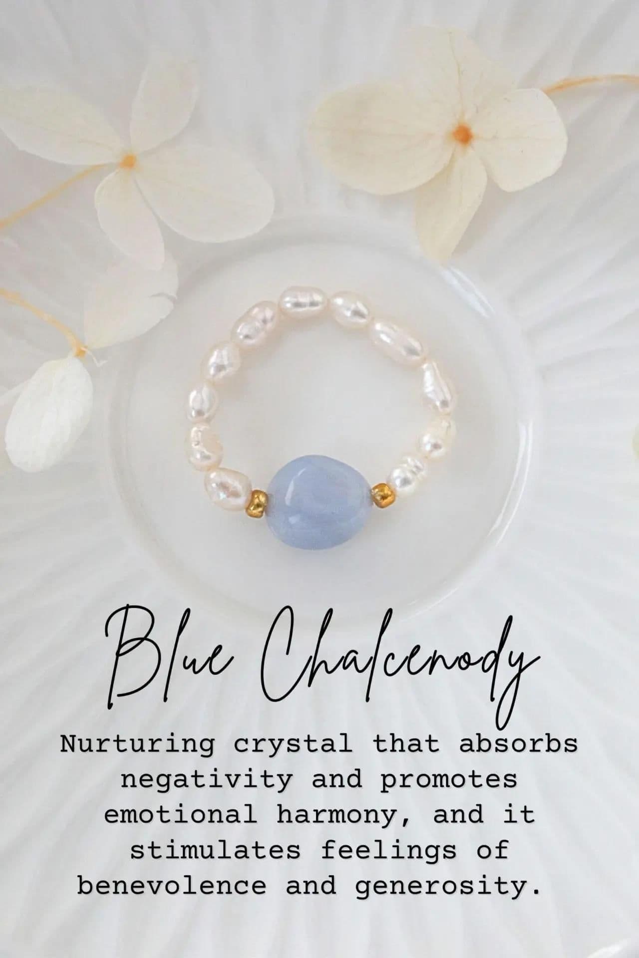 image-Elastic Rings with Natural Crystals & Freshwater Pearls