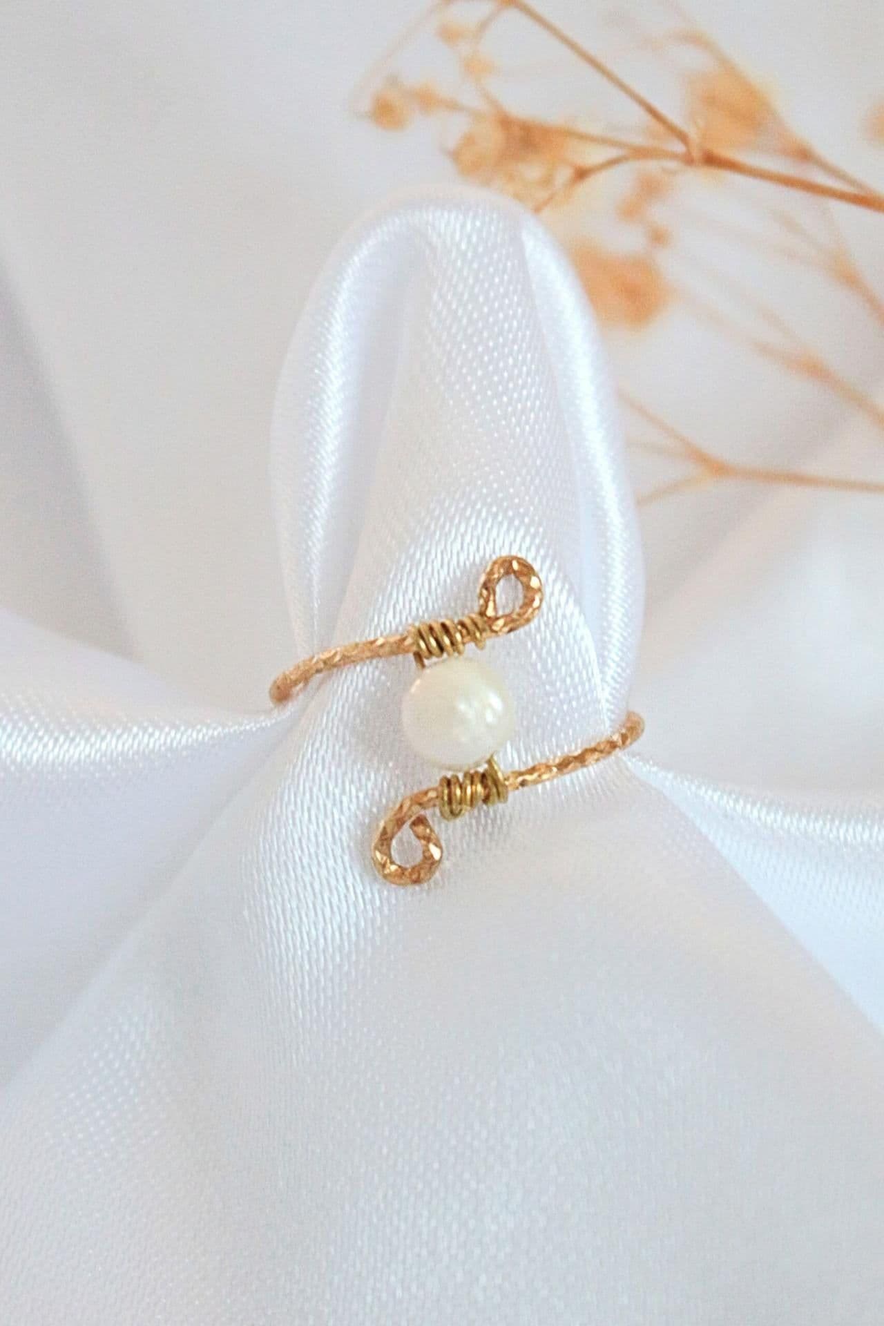 image-"Mademoiselle" | Solitaire & Band Freshwater Pearls Hand Wired Rings Bundle (2 Items)