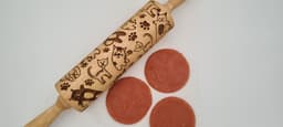 image-Engraved Rolling Pin Natural Wood Folk Kitchen Pins Handmade - Cats