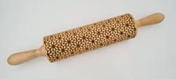 image-Engraved Rolling Pin Natural Wood Folk Kitchen Pins Handmade - Demet