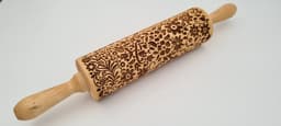 image-Engraved Rolling Pin Natural Wood Folk Kitchen Pins Handmade - Flower