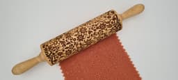 image-Engraved Rolling Pin Natural Wood Folk Kitchen Pins Handmade - Flower