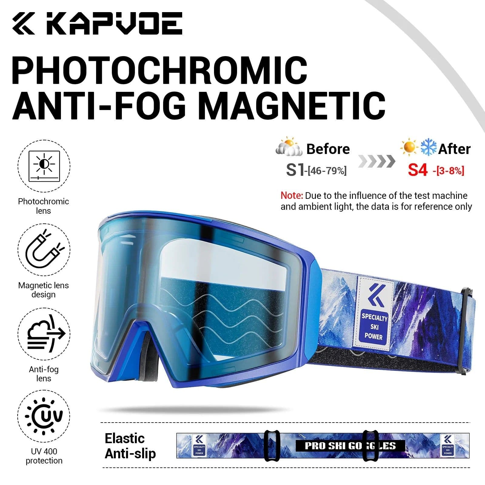 image-KAPVOE Photochromic Men Women Outdoor Sports Ski goggles Anti-fog Snowboarding Snowmobile Glasses UV400 Teen Charistmas Cycling
