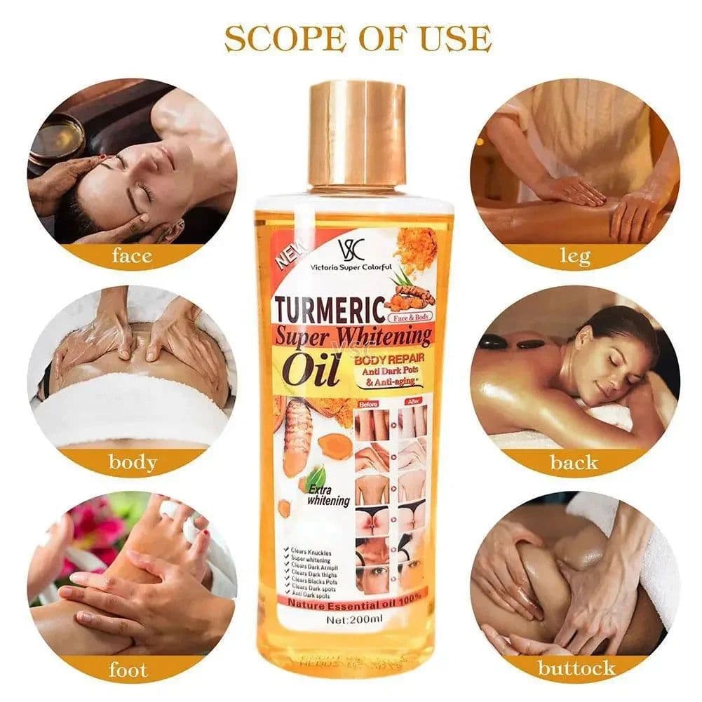 image-Turmeric Essential Oil Facial Body Massage oil Moisturizing Diffuser Aromatherapy Brightening Smoothing Body Face Skin Care 200m