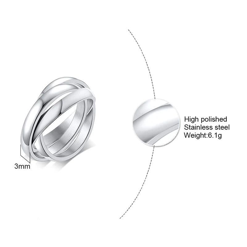 image-New Triple Interlocked Engagement Rings for Women Stainless Steel Three-in-one Promise Gift for Her Valentines Day