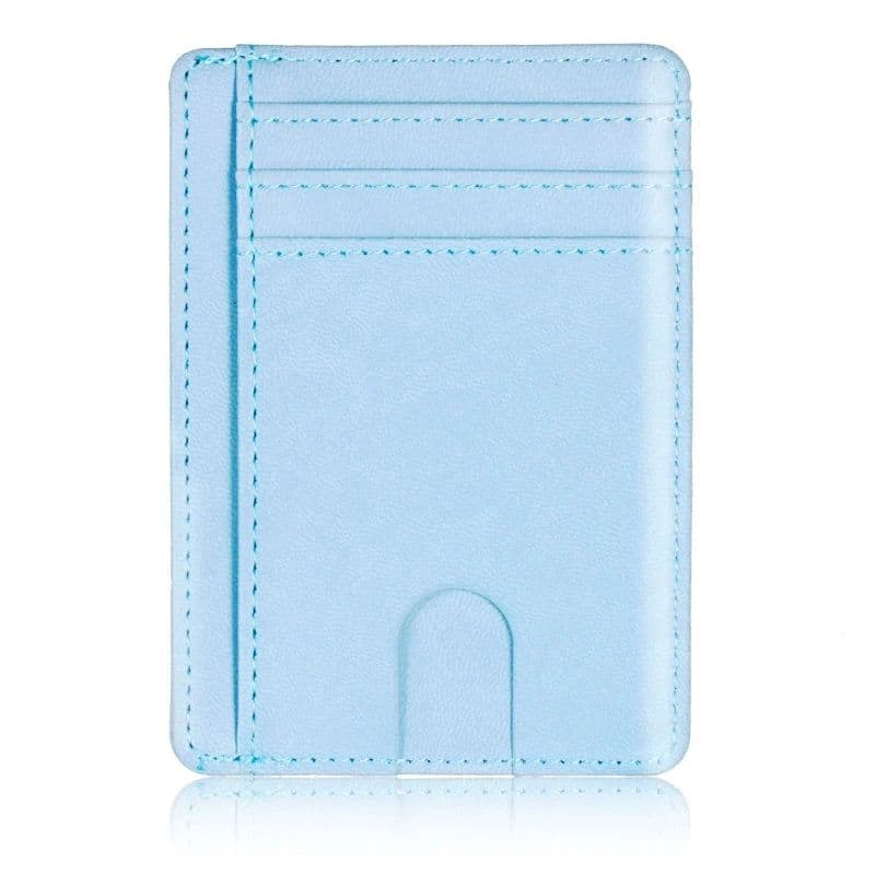 image-THINKTHENDO Slim RFID Blocking Leather Wallet Credit ID Card Holder Purse Money Case for Men Women 2020 Fashion Bag 11.5x8x0.5cm