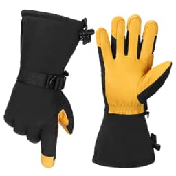 image-Thermal Leather Ski Gloves Velevt Keep Warm Winter Ski Skateboard Gloves Full Finger Windproof Climbing Riding Running Gloves