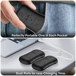 image-Rechargeable Hand Warmers 2 Pack, 2 in 1 Electric Hand Warmer, 6000mAh Portable Pocket Warmers Dual-Sided Safe Heating