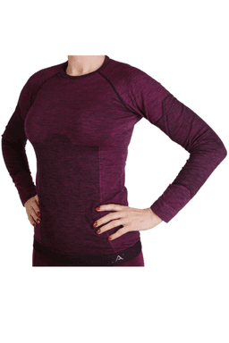 image-LANA women's dark pink merino wool thermal blouse