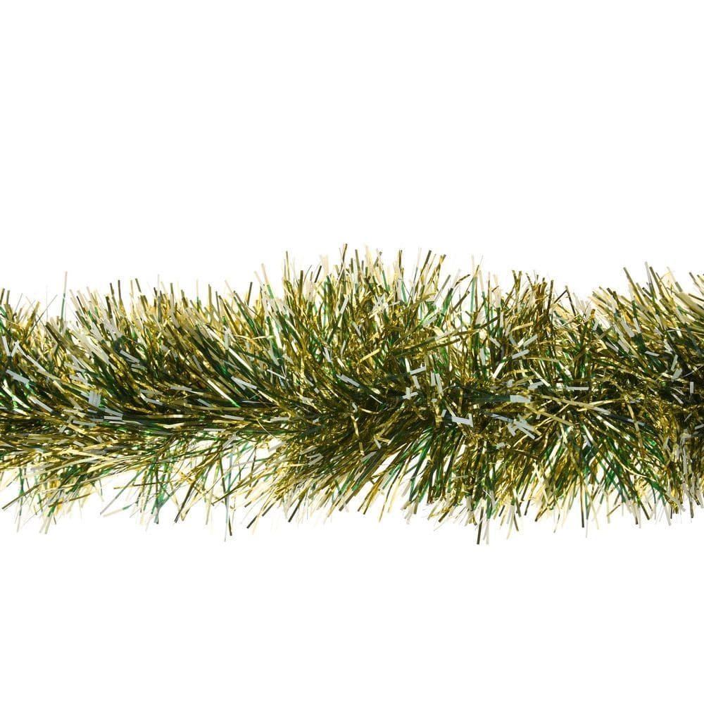 image-1 x 2M 6 Ply Coloured Snow Tipped 11cm Tinsel Garland GOLD