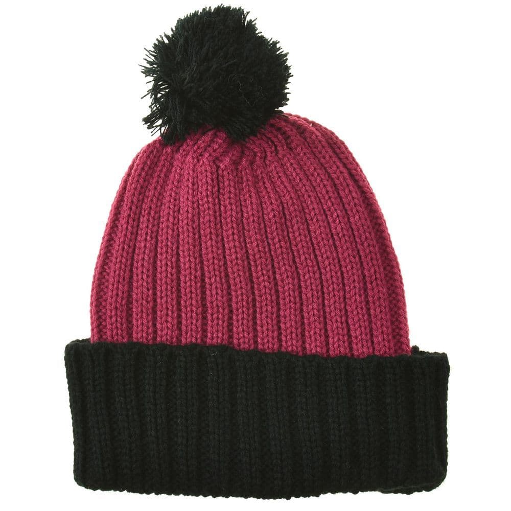 image-Girls Fashion Bobble Hat | 25-003 | RED BLACK
