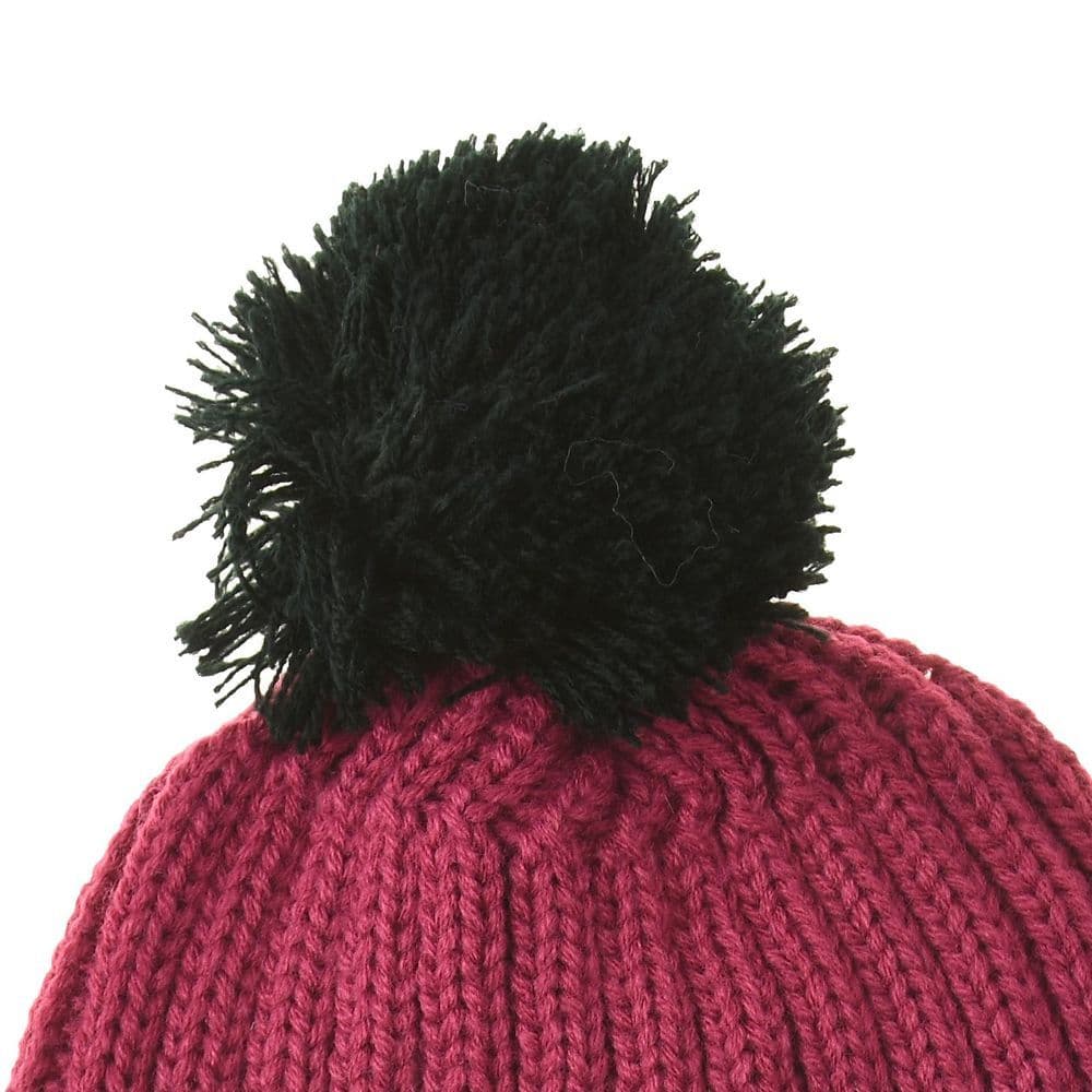 image-Girls Fashion Bobble Hat | 25-003 | RED BLACK