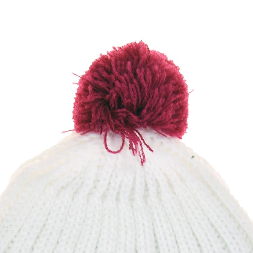 image-Girls Fashion Bobble Hat | 25-003 | WHITE RED