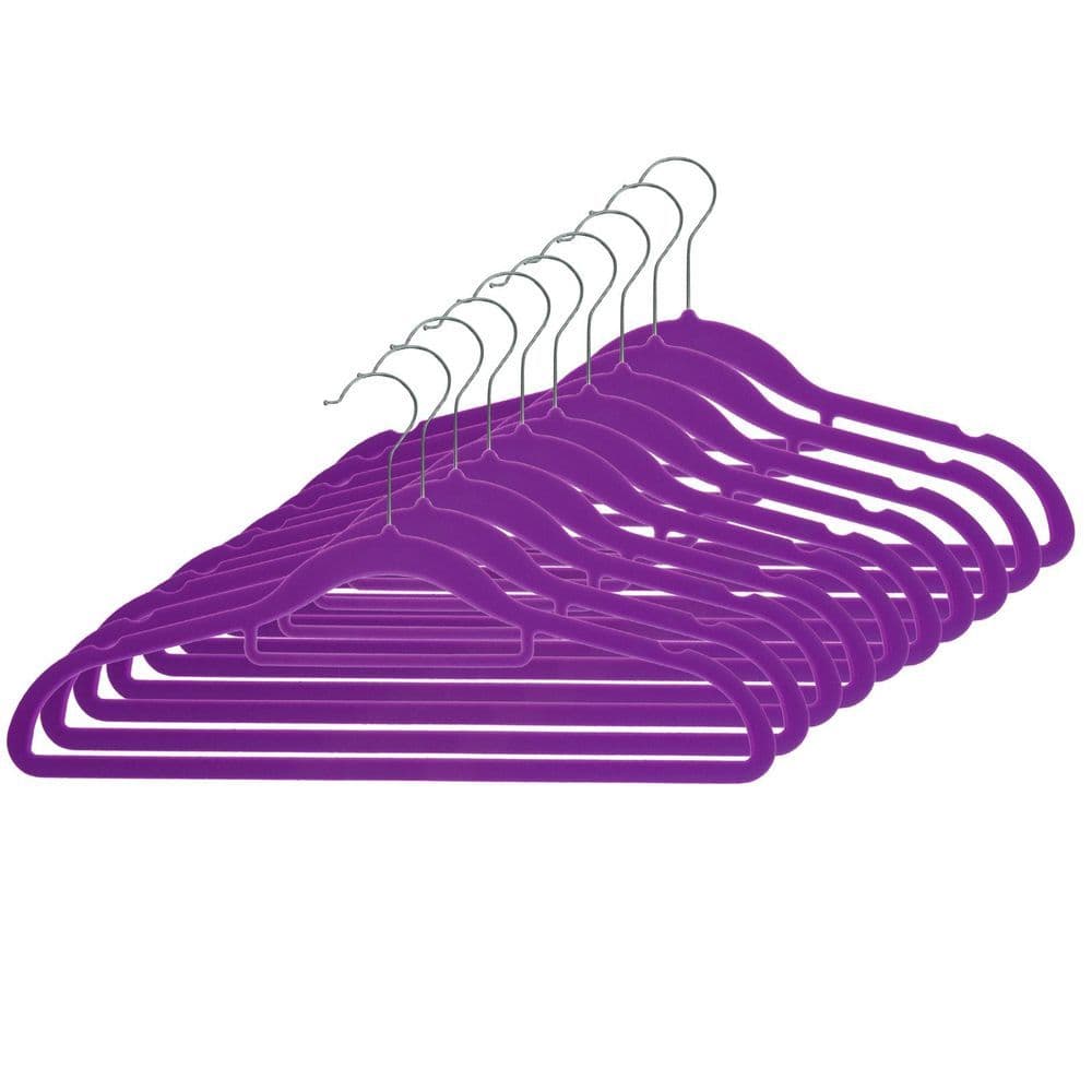 image-1X 10Pk Flocked Hangers PURPLE | AS-99160