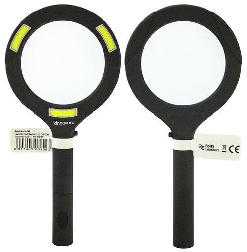 image-Kingavon COB LED Magnifying Glass With Light Handheld Magnifier Loupes Reading Aid