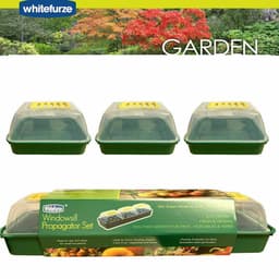 image-Whitefurze Windowsill Propagator Set Grow Plant Starter Kit Lidded Trays