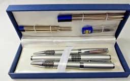 image-8 Pieces Pen Pencil sets Silver Chrome Stationery Writing Gift Official Style