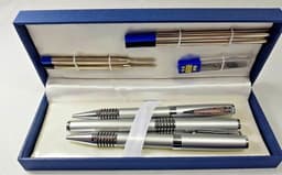 image-8 Pieces Pen Pencil sets Silver Chrome Stationery Writing Gift Official Style