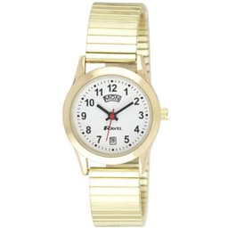 image-Ravel Women's Classic Day-Date Calendar Watch on Expander Bracelet - Gold Tone