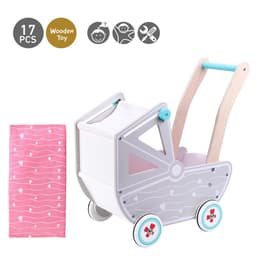 image-SOKA Dolls Pram Push & Pull Walking Wagon Toy Pretend Play Activity Walker 3 +