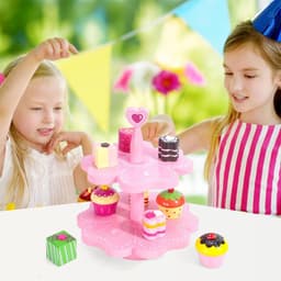 image-SOKA Wooden Magnetic Cake Stand Heart Afternoon Tea Party Pretend Play 3+