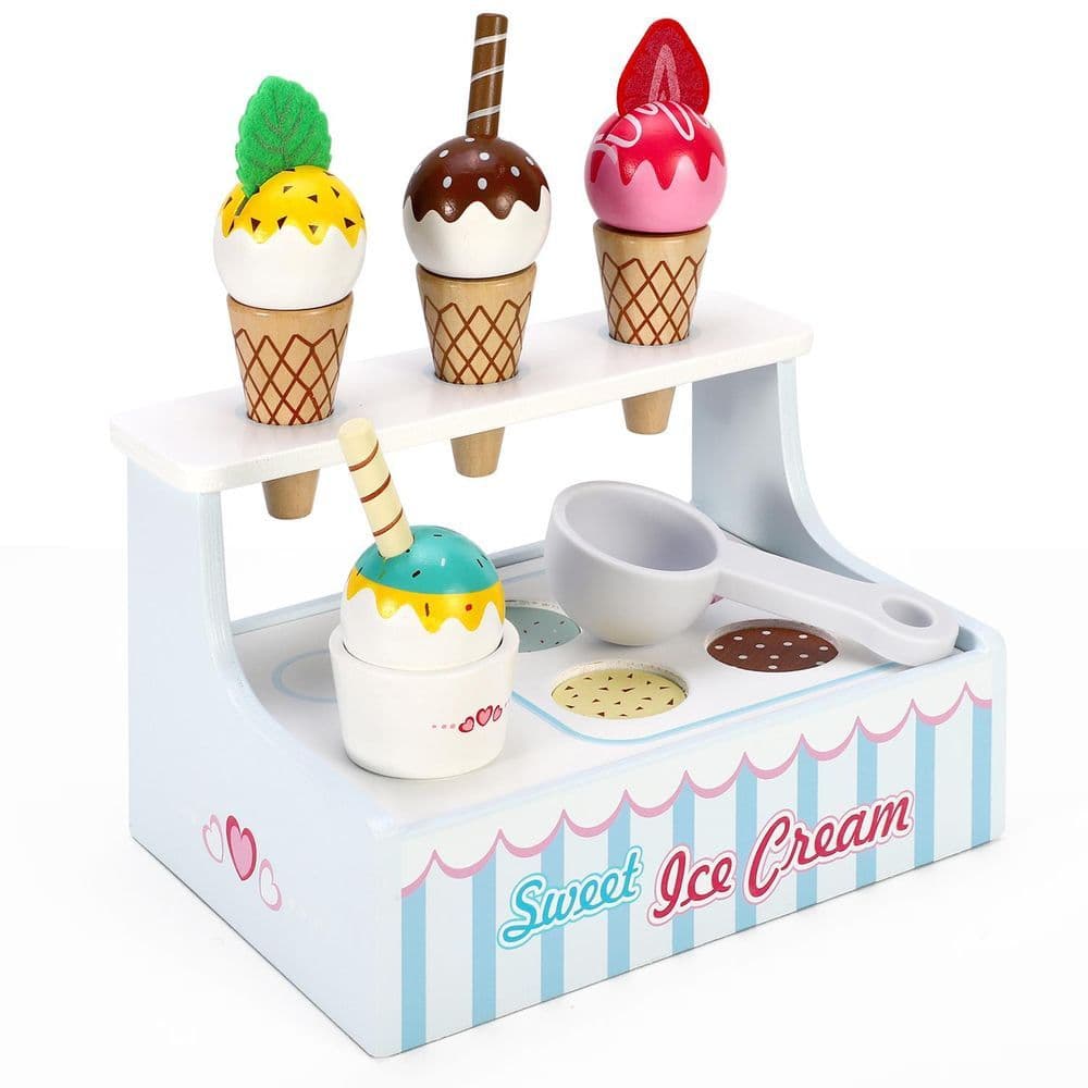 image-Mini Ice Cream Shop Pretend Play Toy Set Interactive Role Play Game 3+