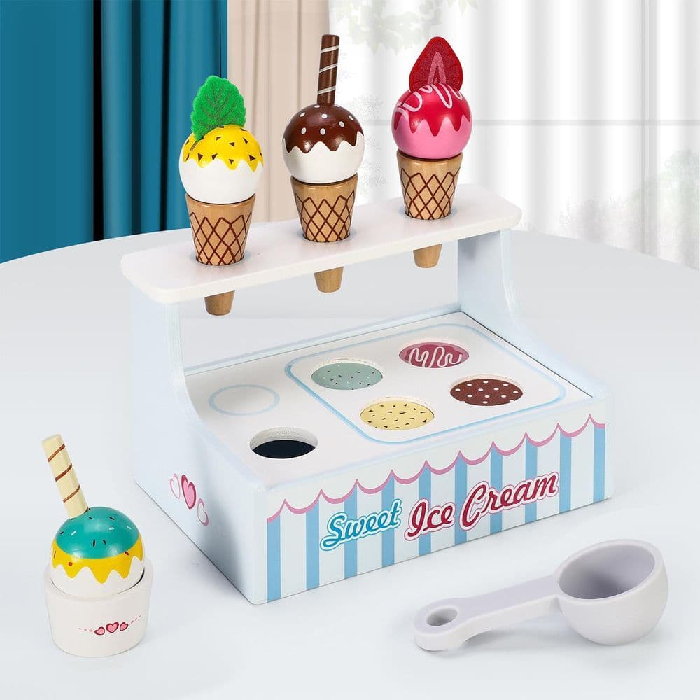 image-Mini Ice Cream Shop Pretend Play Toy Set Interactive Role Play Game 3+