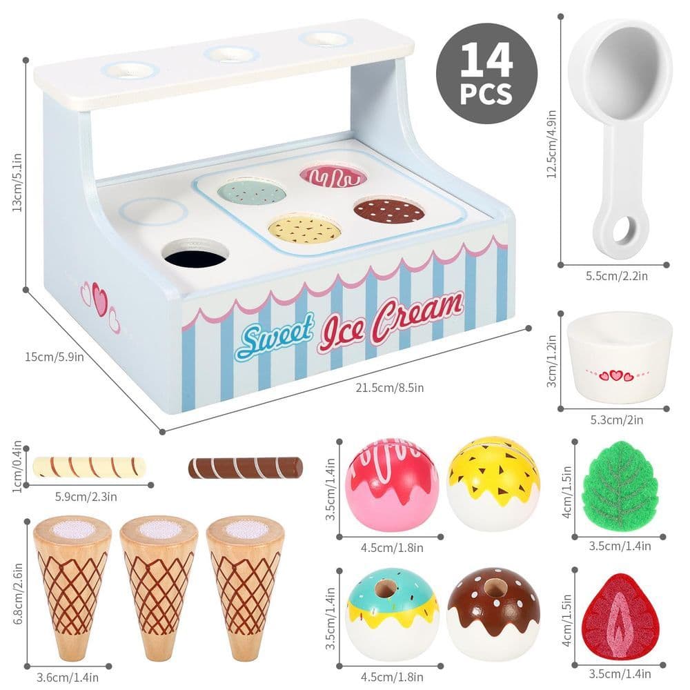 image-Mini Ice Cream Shop Pretend Play Toy Set Interactive Role Play Game 3+