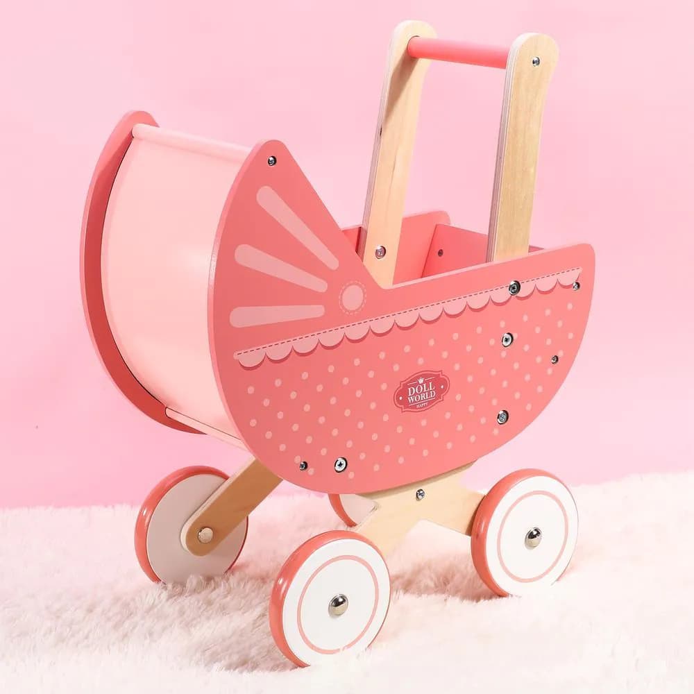image-SOKA Doll World Pram Push Along Toy Walker Princess Pretend Play Pushchair 3+