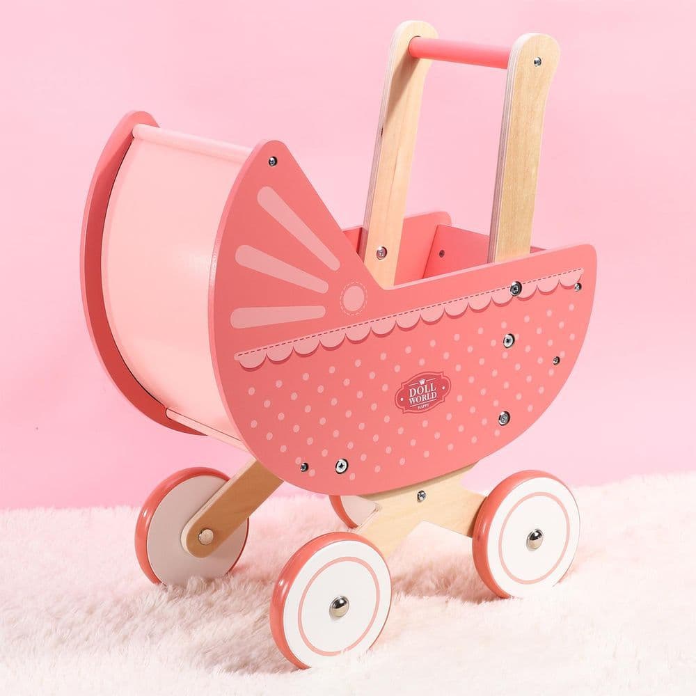image-SOKA Doll World Pram Push Along Toy Walker Princess Pretend Play Pushchair 3+