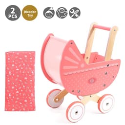 image-SOKA Doll World Pram Push Along Toy Walker Princess Pretend Play Pushchair 3+