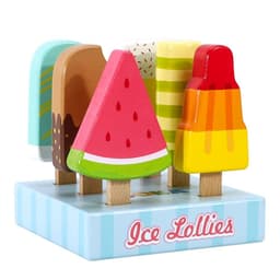 image-SOKA Wooden Ice Lollies 7 pcs Ice Cream Popsicle Selection Pretend Play Set 3+