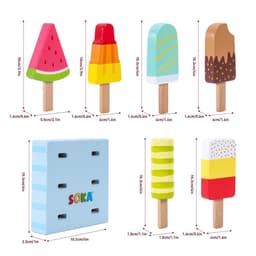 image-SOKA Wooden Ice Lollies 7 pcs Ice Cream Popsicle Selection Pretend Play Set 3+