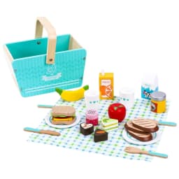 image-SOKA Wooden Happy Day Picnic Pretend Play Traditional Picnic Basket for Kids 3+