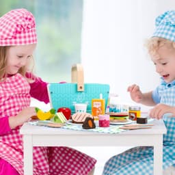 image-SOKA Wooden Happy Day Picnic Pretend Play Traditional Picnic Basket for Kids 3+