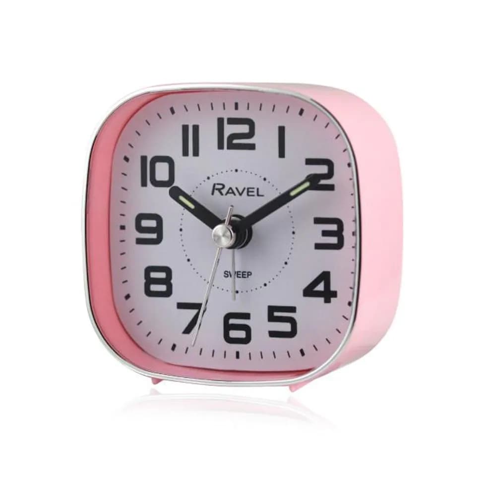 image-Ravel Petite Bedside Quartz Alarm Clock - Pink RC038.5