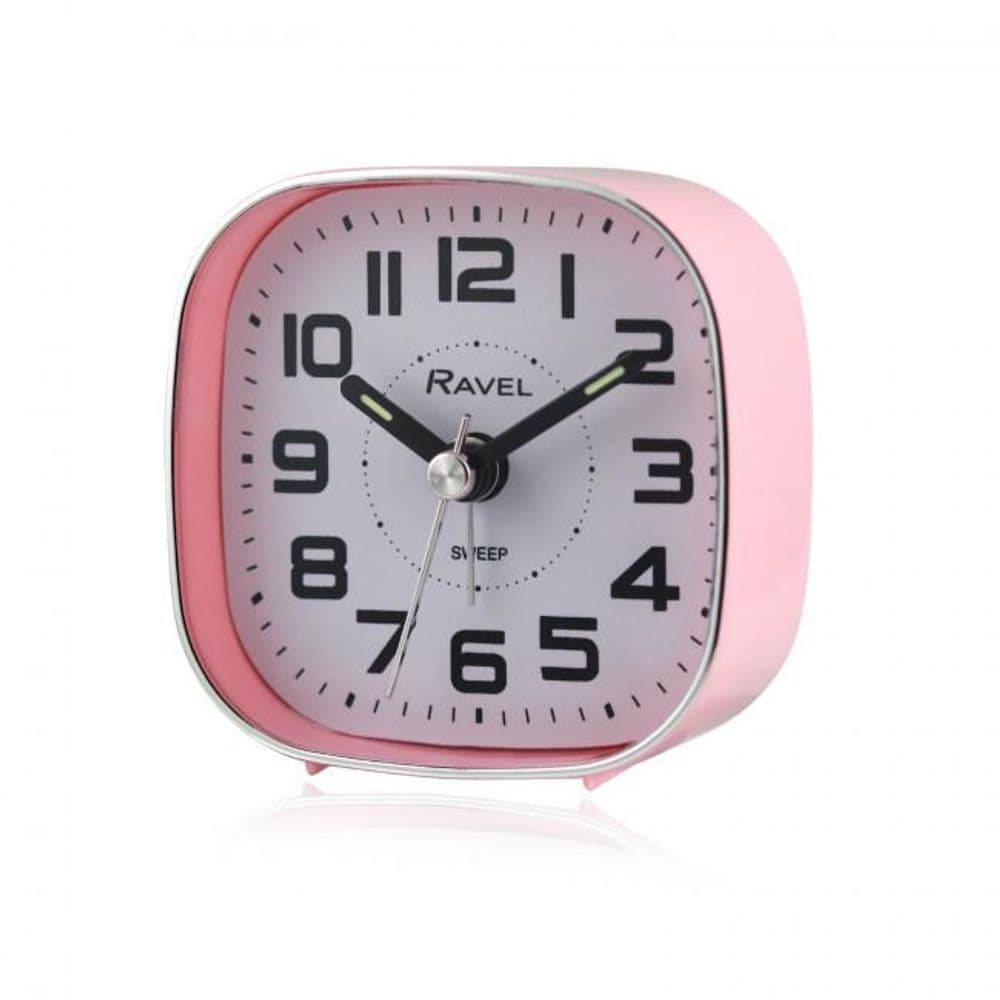 image-Ravel Petite Bedside Quartz Alarm Clock - Pink RC038.5