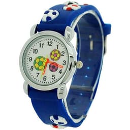 image-Relda Children's Analogue 3D Soccer Football Blue Silicone Strap Boy's Watch REL45