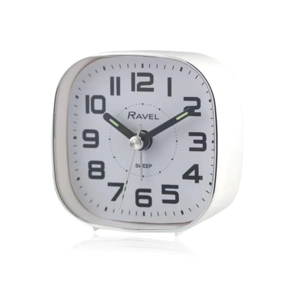 image-Ravel Petite Bedside Quartz Alarm Clock - White RC038.4