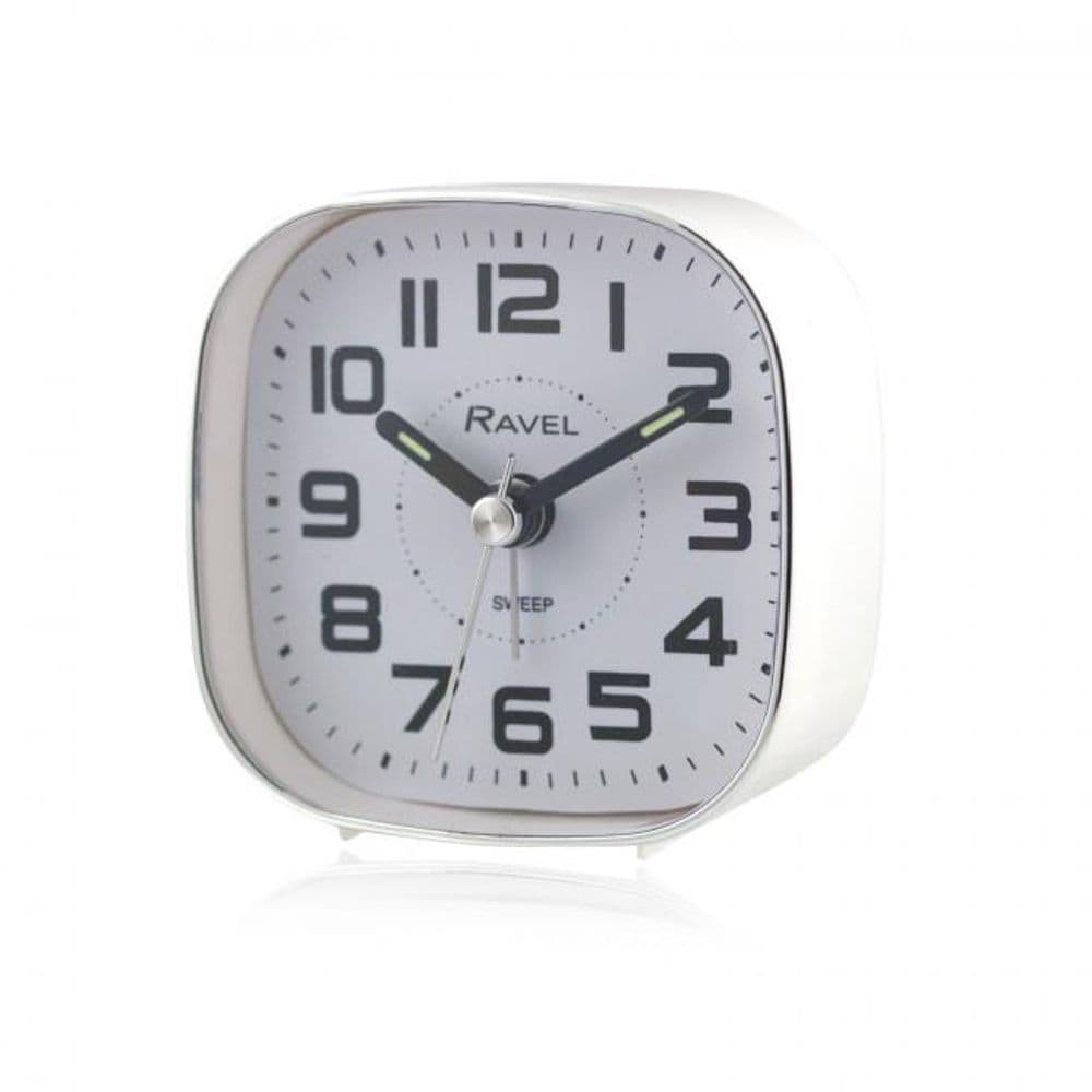 image-Ravel Petite Bedside Quartz Alarm Clock - White RC038.4