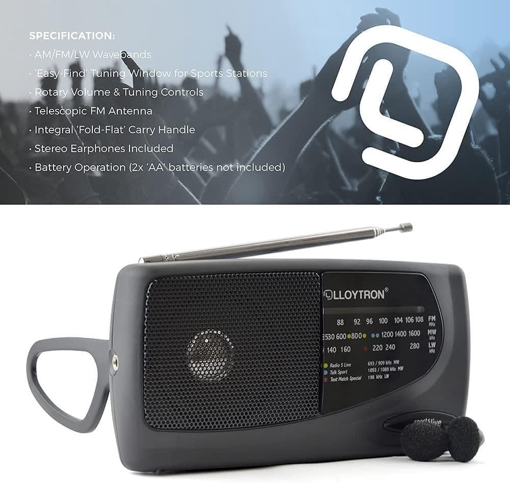 image-Lloytron 3 Band 'Sports' Personal Radio with Earphones