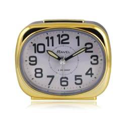 image-Ravel Small sized pillow shaped Bedside Quartz Alarm Clock - Black / Gold RC040.32