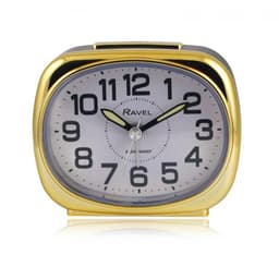 image-Ravel Small sized pillow shaped Bedside Quartz Alarm Clock - Black / Gold RC040.32
