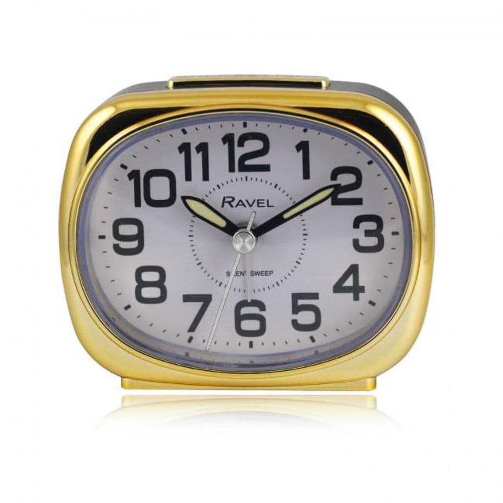image-Ravel Small sized pillow shaped Bedside Quartz Alarm Clock - Black / Gold RC040.32