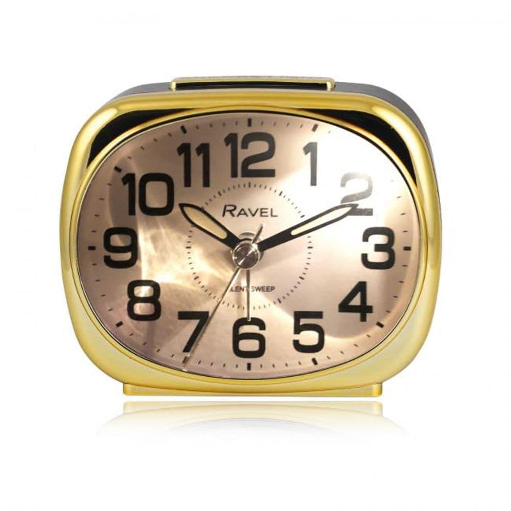 image-Ravel Small sized pillow shaped Bedside Quartz Alarm Clock - Black / Gold RC040.32