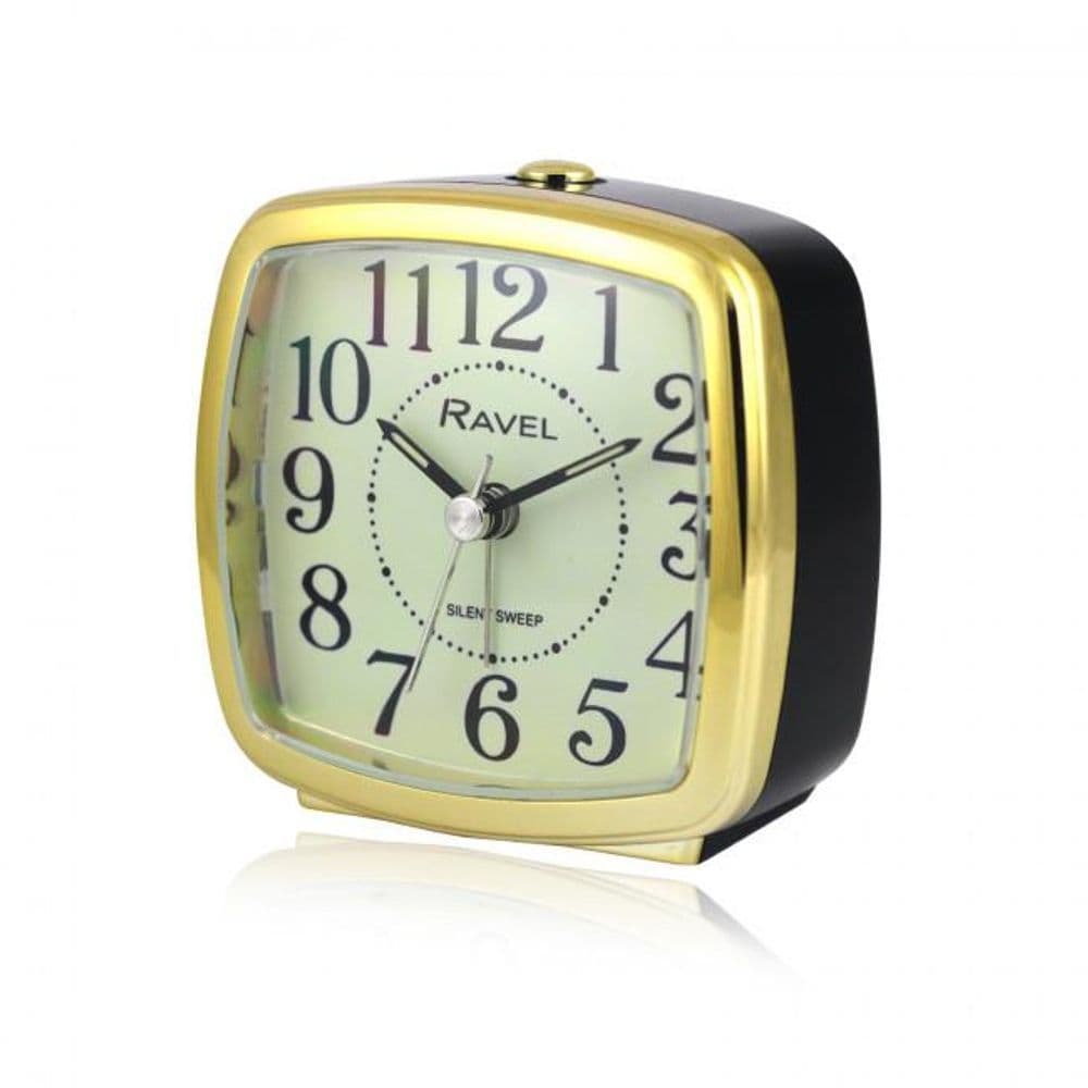 image-Ravel Retro Styled Small Size Bedside Quartz Alarm Clock - Black / Gold RC041.32